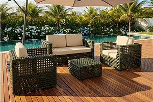 Conjunto de Sofás 2 Lugares em Corda Náutica Elegance com Mesa de Centro | Elegância para Áreas Externas