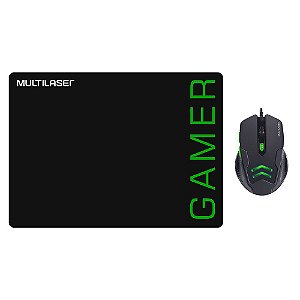 Mouse Gamer Multilaser 3200dpi e Mousepad Verde Mo273