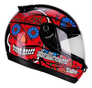 Capacete Fly Drive Hg Skullcolor Preto com Vermelho