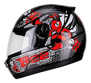 Capacete Fly Drive Hd Bee Preto com Vermelho