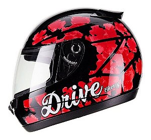 Capacete Fly Drive Cherry Preto com Vermelho