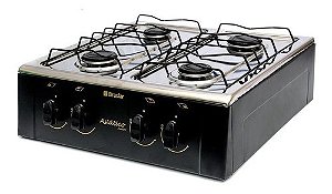 Fogão Cooktop Gás Braslar Asiático Jr 4 Bocas Preto