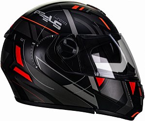 Capacete Peels U-RB2 Dynamic Preto Fosco com Vermelho