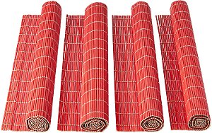 Jogo Americano Bambu com 4 Peças 45x30cm  - Vermelho
