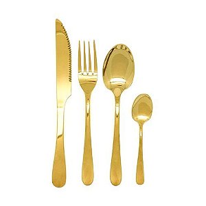 Jogo talher 24pc De Aço Inox Positano Dourado Gold – Lyor
