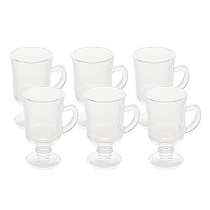 Conjunto 6 Taças Para Cappuccino Com Alça Pé De Vidro 114ml