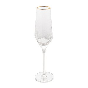 Conjunto 2 Taças De Cristal Para Champanhe Com Borda Dourada Taj Wolff Transparente