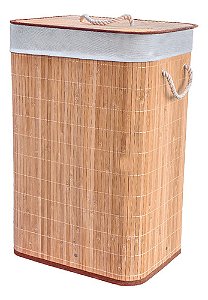 Cesto em Bambu Premium Retangular 60cm Forrado Multiuso