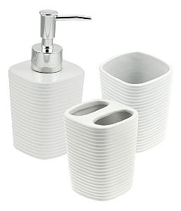 Conjunto de Ceramica Para Banheiro 3 Peças Dispenser Sabonete