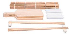 Kit Para Sushi 10 Peças e Acessórios Em Bambu Osaka