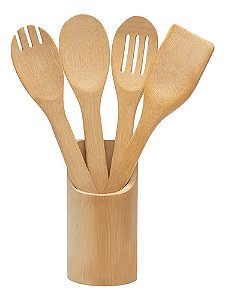 Kit de Utensílios 5 Peças Ecokitchen, Produzido em Bambu 100% Ecológico
