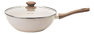 Mimo Style Wok Linha Cook 28cm/4,15L Alumínio Revestida em Cerâmica Fundo de Indução Cabo Soft-Touch, Não Esquenta
