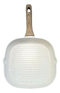 Frigideira Grill Quadrado Indução Fundo Triplo e Revestimento Ceramico Marmol 24cm Mimo Style