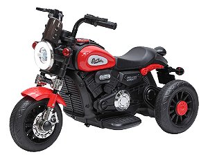 Mini Moto Elétrica Infantil Halei Motor 5km/h Carregador Bivolt Farol LED e Som 80 cm - Vermelho