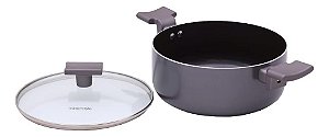 Panela Caçarola Sartin Grafite 22cm Fundo Triplo E Revestimento Cerâmico