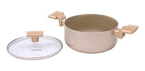 Panela Caçarola Sartin Champanhe Antiaderente 20cm Fundo Tripo Revestimento Ceramico