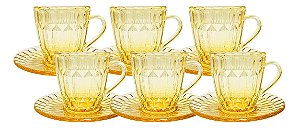 Jogo De 6 Xícaras De Café Com Pires Ambar Majestic 90ml - Mimo Style