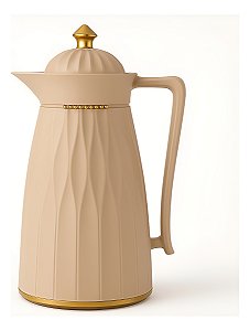 Garrafa Térmica Khadija 1l Off White Com Dourado Conservação De Temperatura E Design Sofisticado