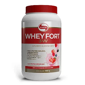 Whey Fort 3W Pote 900g Morango - Vitafor