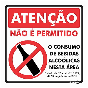 Placa Sinalização Adesivo 18x18 - Bebidas Não Permit.