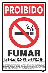 Placa Sinalização Pvc 20x30 - Proib. Fumar Lei Feder.