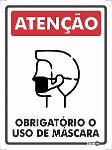 Placa Sinalização Pvc 15x20 - Atenção Obrig. Uso De Máscara