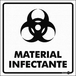 Placa Sinalização Adesivo 18x18 - Material Infec.