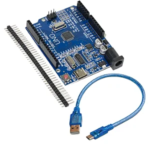 Placa compatível Arduino Uno R3 ATMega328 CH340 + Cabo USB + Pinos
