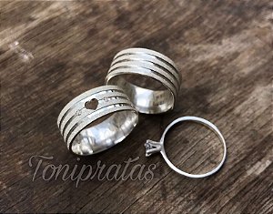 par de aliança 9mm/ anel solitario incluso