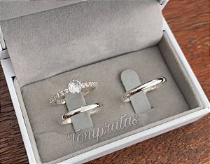 alianças clara com anel solitário cinderela