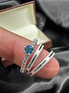 Alianças França e anel Cinderela blue