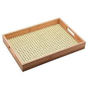 Bandeja de Bambu com Palinha Retangular 39cm - OIKOS
