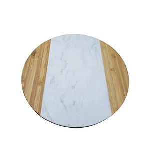 Tábua Redonda Bambu e Mármore Mimo Style 22cm