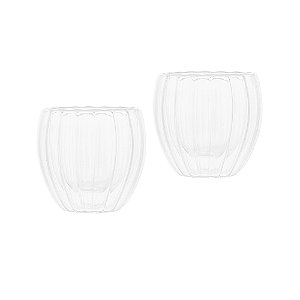 Conjunto de 2 Copos p/ Café Vidro Duplo Canelado 80ml