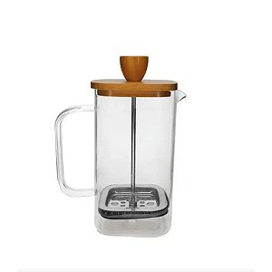 Cafeteira Prensa Francesa Quadrada com Tampa Bambu 350ml