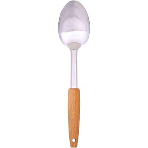 Colher para Arroz em Inox e Cabo Acácia