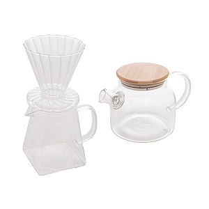 Kit Chaleira De Vidro E Cafeteira E Filtro De Vidro