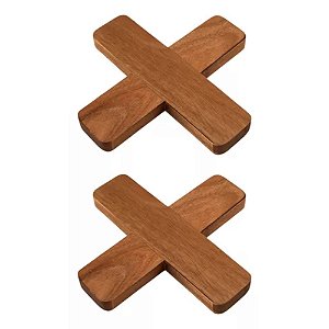 Kit Com 2 Descanso E Apoio De Panela Acácia Em Forma X
