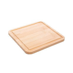 Tábua em Bambu Quadrada Petiscos Servir Decorar 17x17cm
