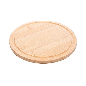 Tábua em Bambu Redonda Petiscos Servir Decorar 20x20cm