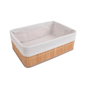 Cesto Multiuso Retangular de Bambu com Forro 29CM - OIKOS