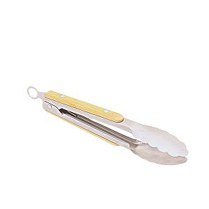Pegador Bambu E Inox Carne Churrasco Salada Pinça 27cm