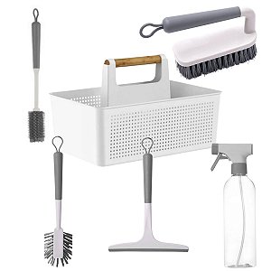 Kit Limpeza para Lavanderia Multiuso Branco 6 Peças