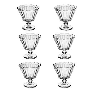 Conjunto com 6 Taças de Sobremesa de Vidro Flor 150ML