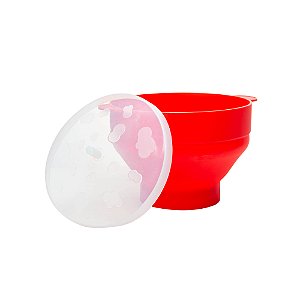 Pipoqueira para Micro Ondas de Silicone Vermelha 20x24x15cm