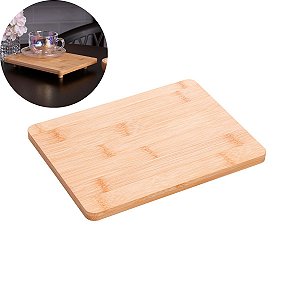 Bandeja Apoio Retangular com Pé em Bambu 20x15x2,5