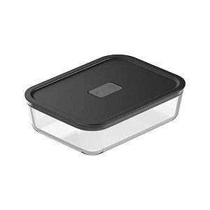 Pote Vidro Hermético 1,25ml Fresh Lock Preto Freezer e Forno