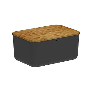 Porta Pão c Tampa Bambu Multifuncional p Corte de Pães Lume