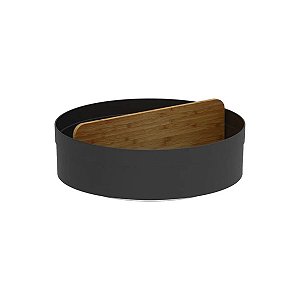 Organizador Giratório Alto Com Divisória de Bambu Lume