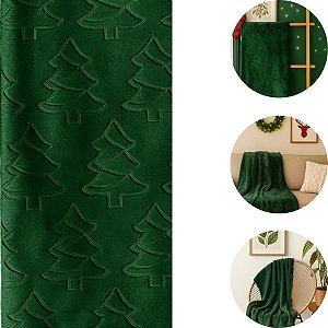 Manta Flanelada Pinheiro Natalino 1,30x1,50cm  Verde